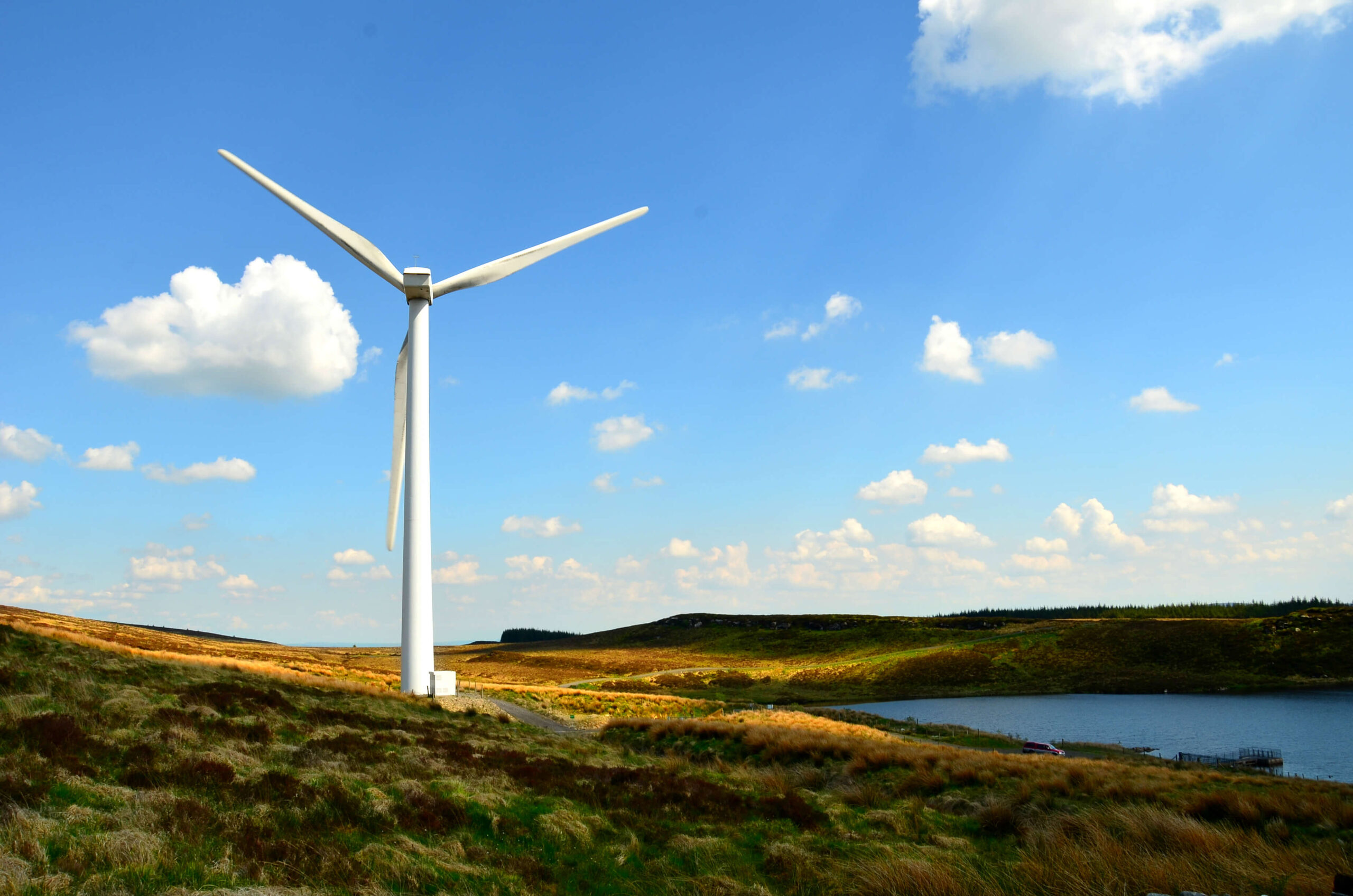wind turbine positioned on a hill in Ireland