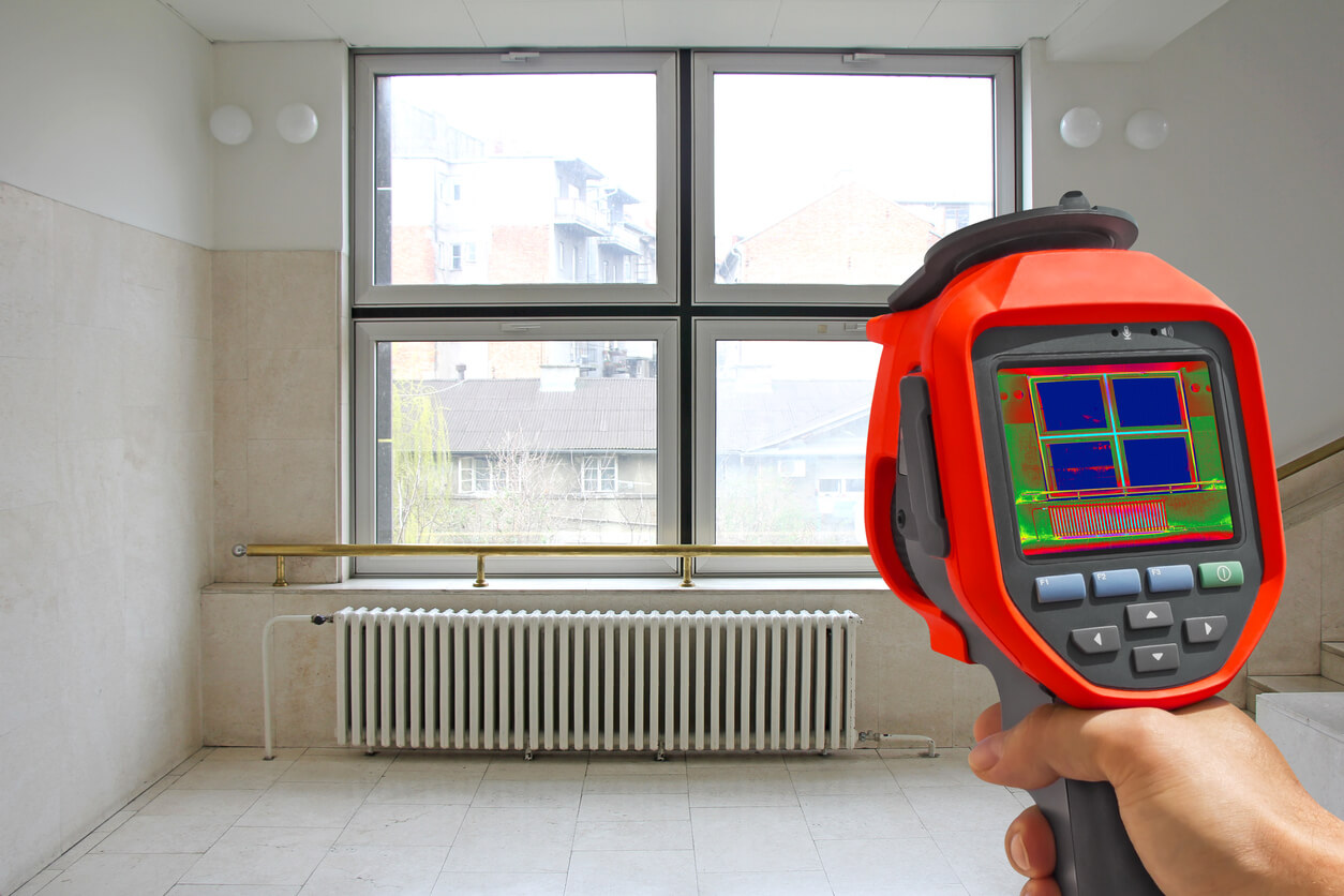 detecting heat loss in a home using an infared thermal camera